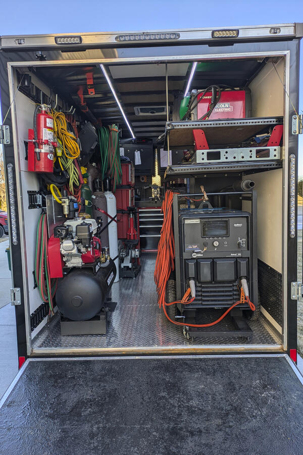Fully equipped mobile welding setup built for onsite repair and field service work.